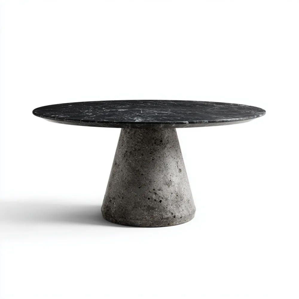 Tavolo da pranzo rotondo in marmo 120x120x75 cm – Nero – Design moderno