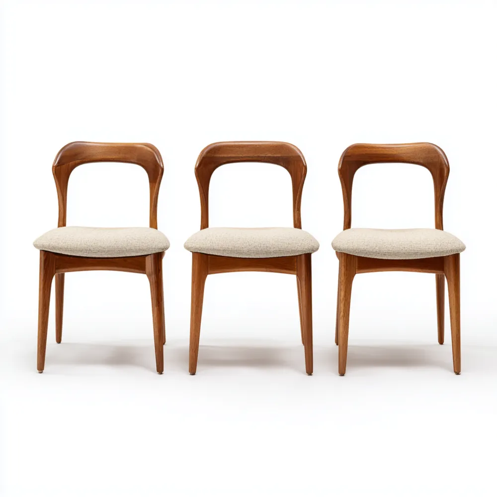 Sedia da pranzo in legno massello 45x50x85 cm Imbottitura tessuto – Marrone/Beige – Stile retrò