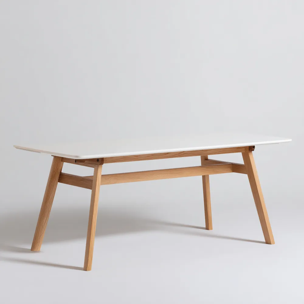 Tavolo da pranzo Rettangolare 200x90x75 cm in Legno – Bianco/Naturale