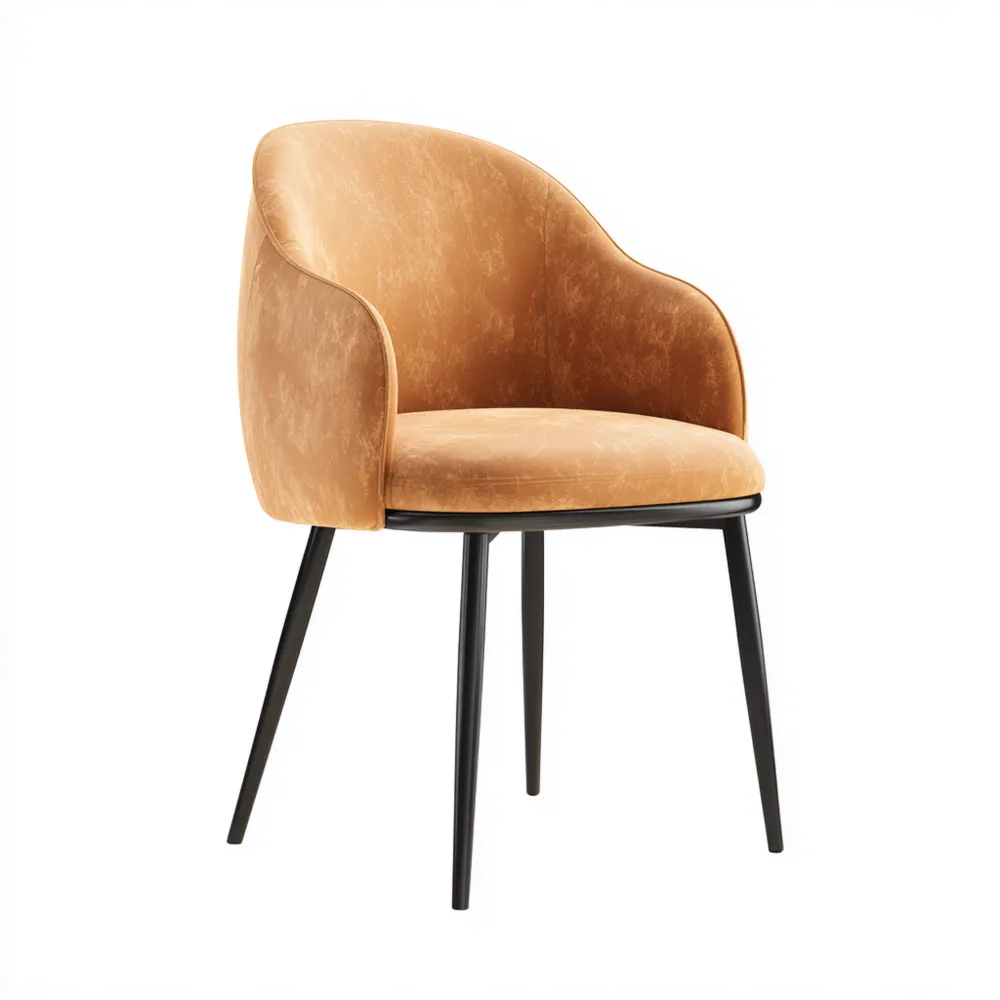 Sedia da pranzo in velluto 45x55x80 cm - Giallo Senape - Design moderno