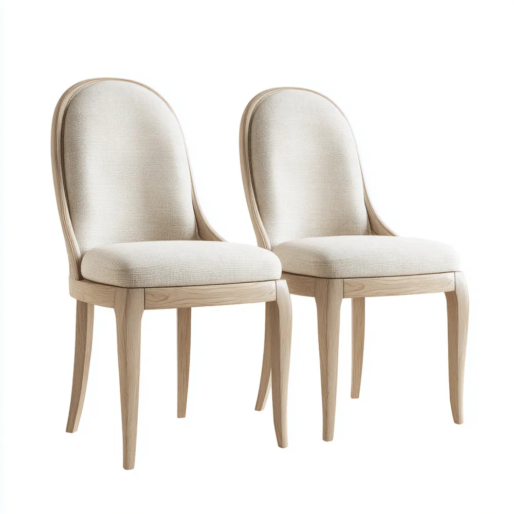 Set di Sedie da Pranzo Imbottite in Legno 45x55x95 cm Crema - Design Classico