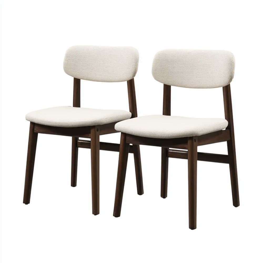 Set di 2 sedie da pranzo in legno 45x52x85 cm con seduta imbottita – Tessuto Beige – Design moderno