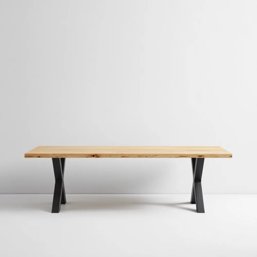 Tavolo da pranzo in legno massello 200x100x75 cm - Design industriale