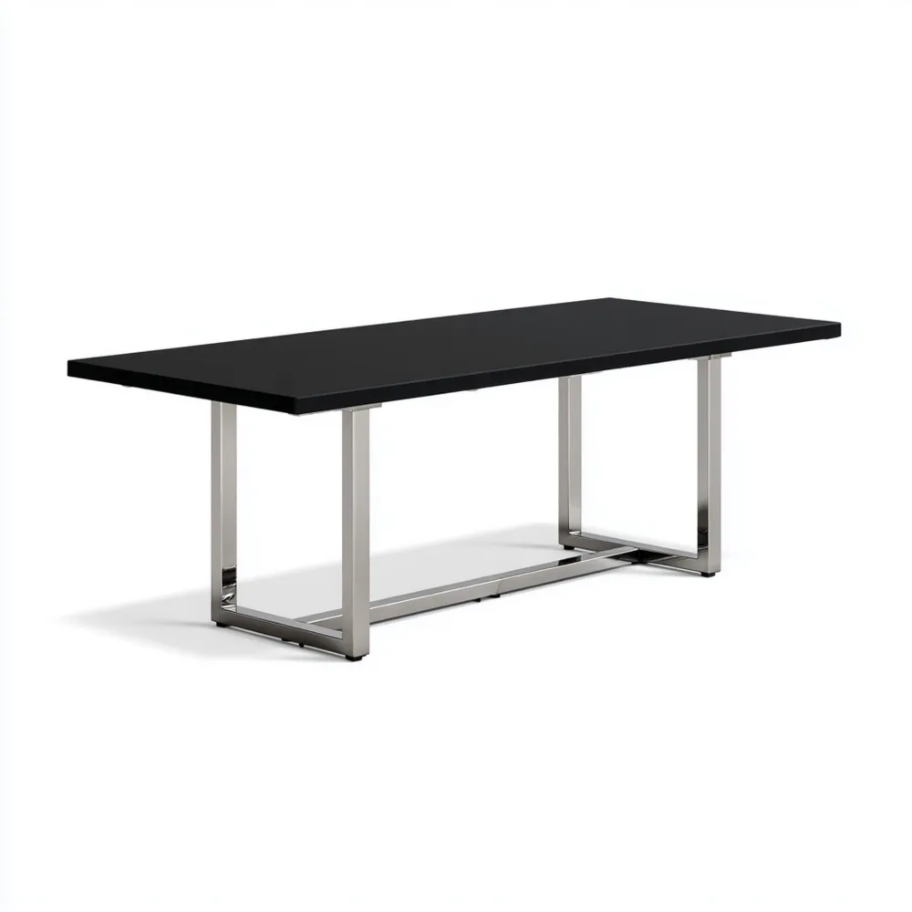Tavolo da pranzo Rettangolare Nero con Gambe in Acciaio Inox 180x90x75 cm - Design Moderno
