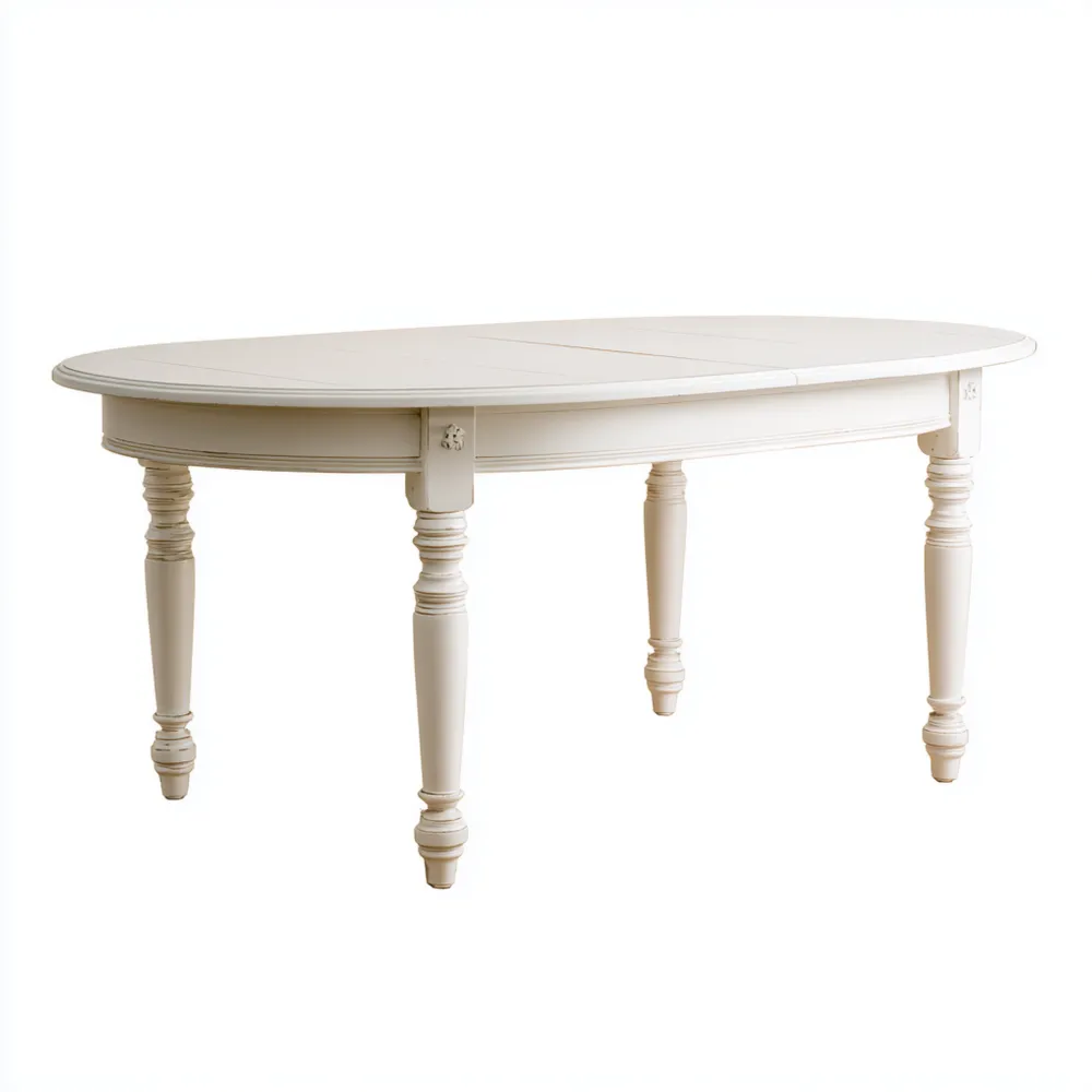 Tavolo da pranzo ovale in legno 180x90x75 cm - Bianco - Stile classico