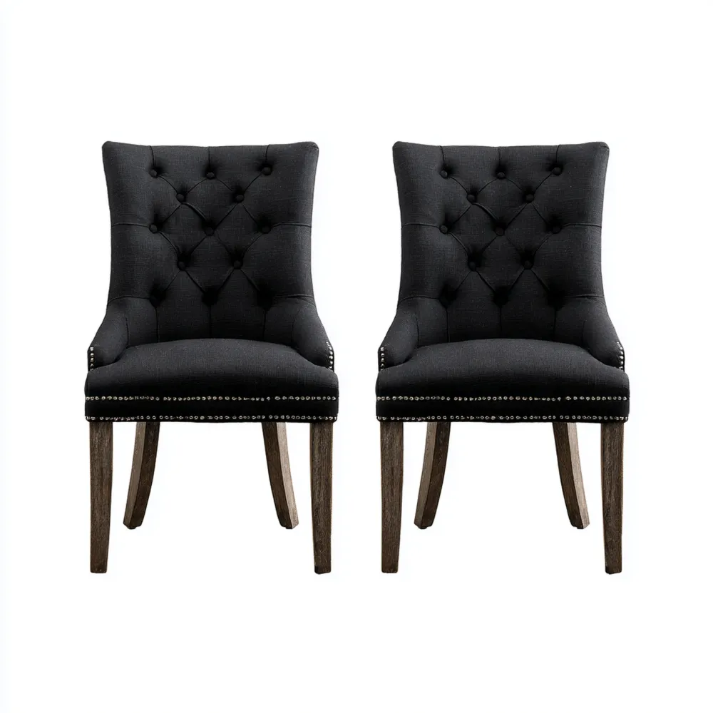 Sedia da pranzo imbottita 100x50x45 cm - Nero - stile classico