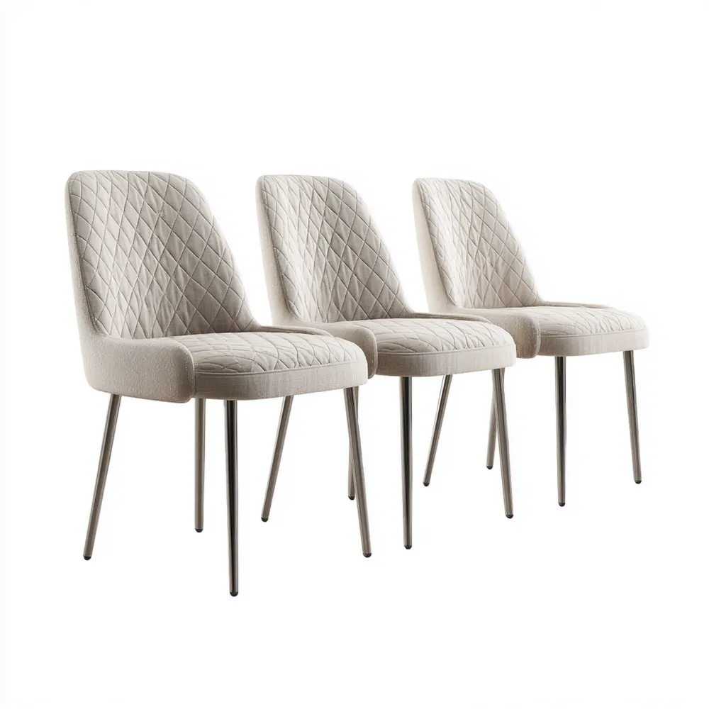 Sedia da pranzo Imbottita Metallo 45x55x90 cm - Beige - Design Moderno