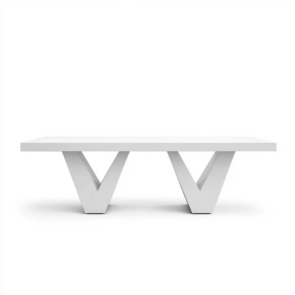 Tavolo da pranzo Metallo 200x100x75 cm - Bianco - Design Contemporaneo