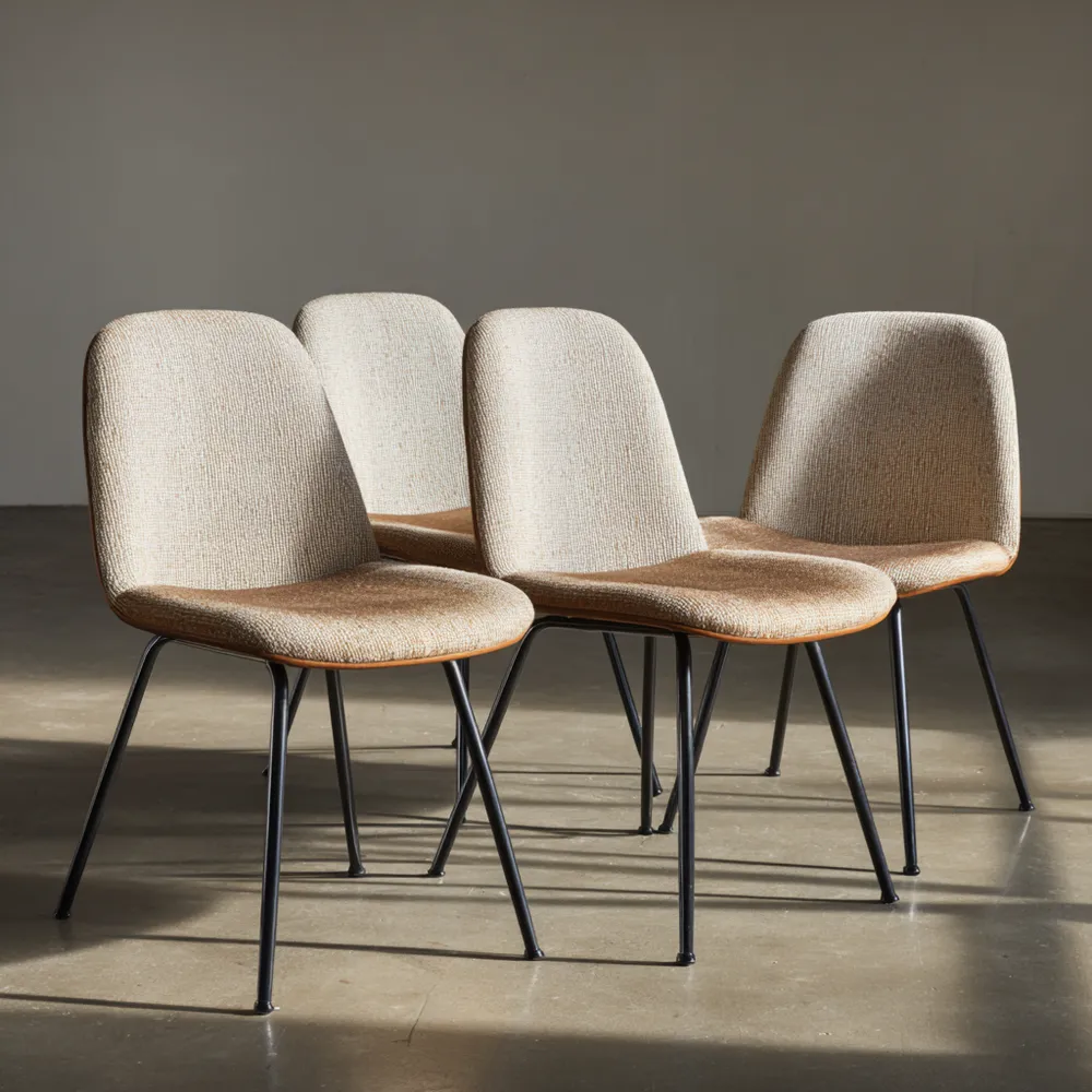 Sedie da pranzo imbottite tessuto 45x60x89 cm - Beige - Design moderno