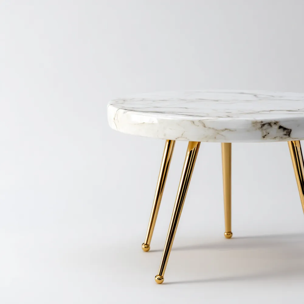 Tavolo da pranzo in marmo 100x100x75 cm con gambe in metallo Dorato