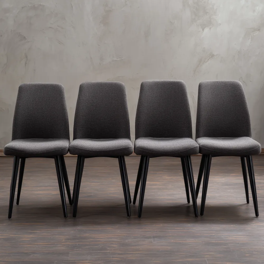 Set di 4 Sedie da Pranzo Imbottite Tessuto Grigio Scuro 45x40x85 cm - Stile Moderno