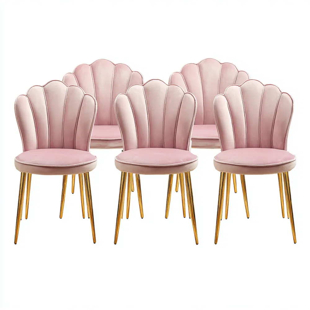 Set di Sedie da Pranzo in Velluto 50x45x85 cm - Design Moderno Rosa/Oro