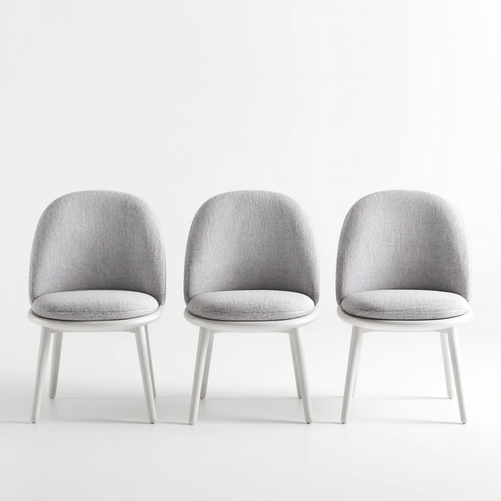 Set di 3 Sedie da Pranzo Imbottite 45x50x80 cm - Grigio