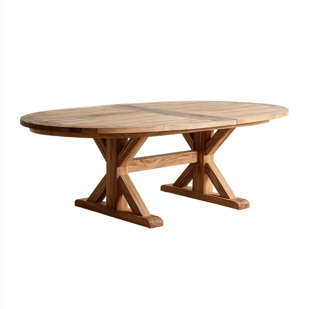 Tavolo da pranzo in legno massello 200x100x75 cm – Naturale – Design rustico