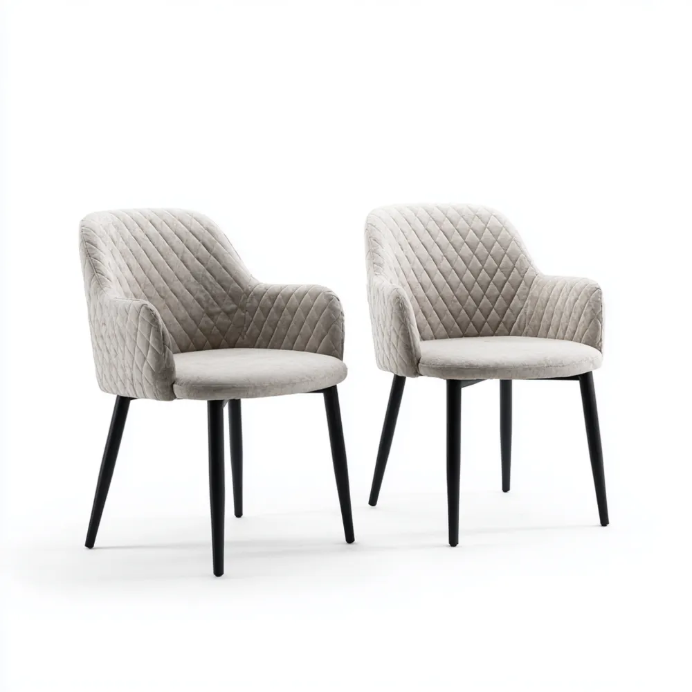 Set di sedie da pranzo in velluto 60x55x85 cm - Grigio chiaro - Design moderno