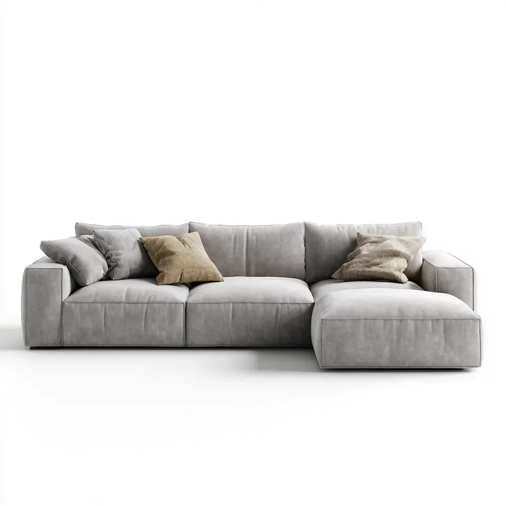 Divano angolare componibile in tessuto 300x150x85 cm - Grigio chiaro - Stile moderno