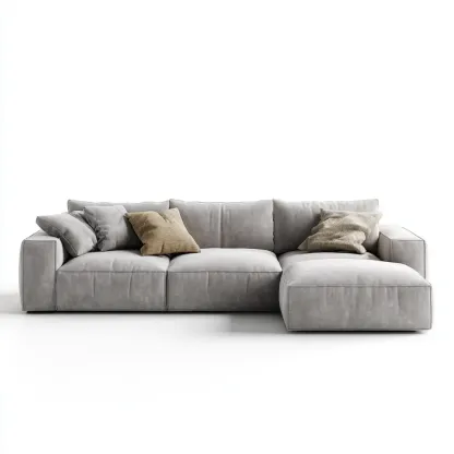 Divano angolare componibile in tessuto 300x150x85 cm - Grigio chiaro - Stile moderno