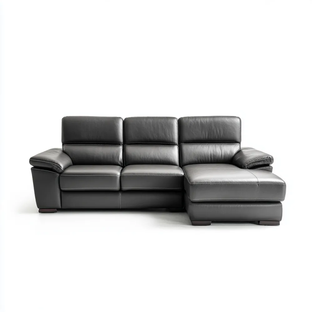 Divano angolare in pelle 220x150x85 cm - Nero - Design moderno