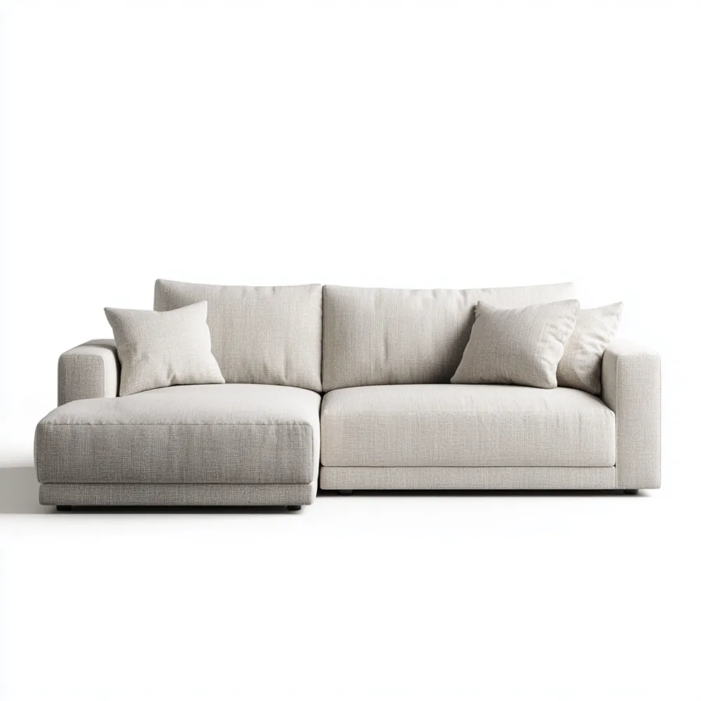 Divano angolare in tessuto 280x160x85 cm - Beige - Design moderno