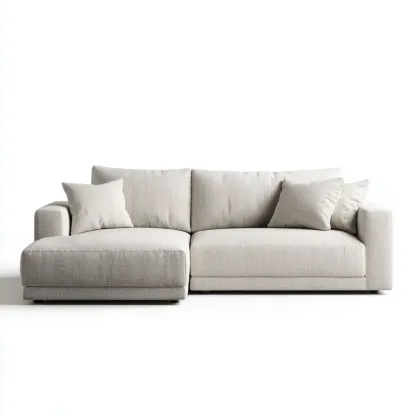 Divano angolare in tessuto 280x160x85 cm - Beige - Design moderno