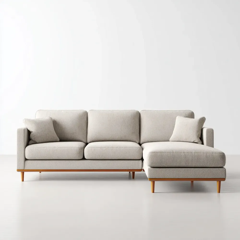 Divano angolare in tessuto 250x160x85 cm - Beige - Design Moderno