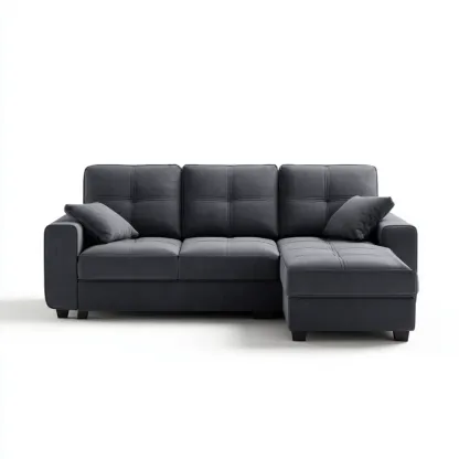 Divano angolare in tessuto 250x150x85 cm - Grigio scuro - Design moderno