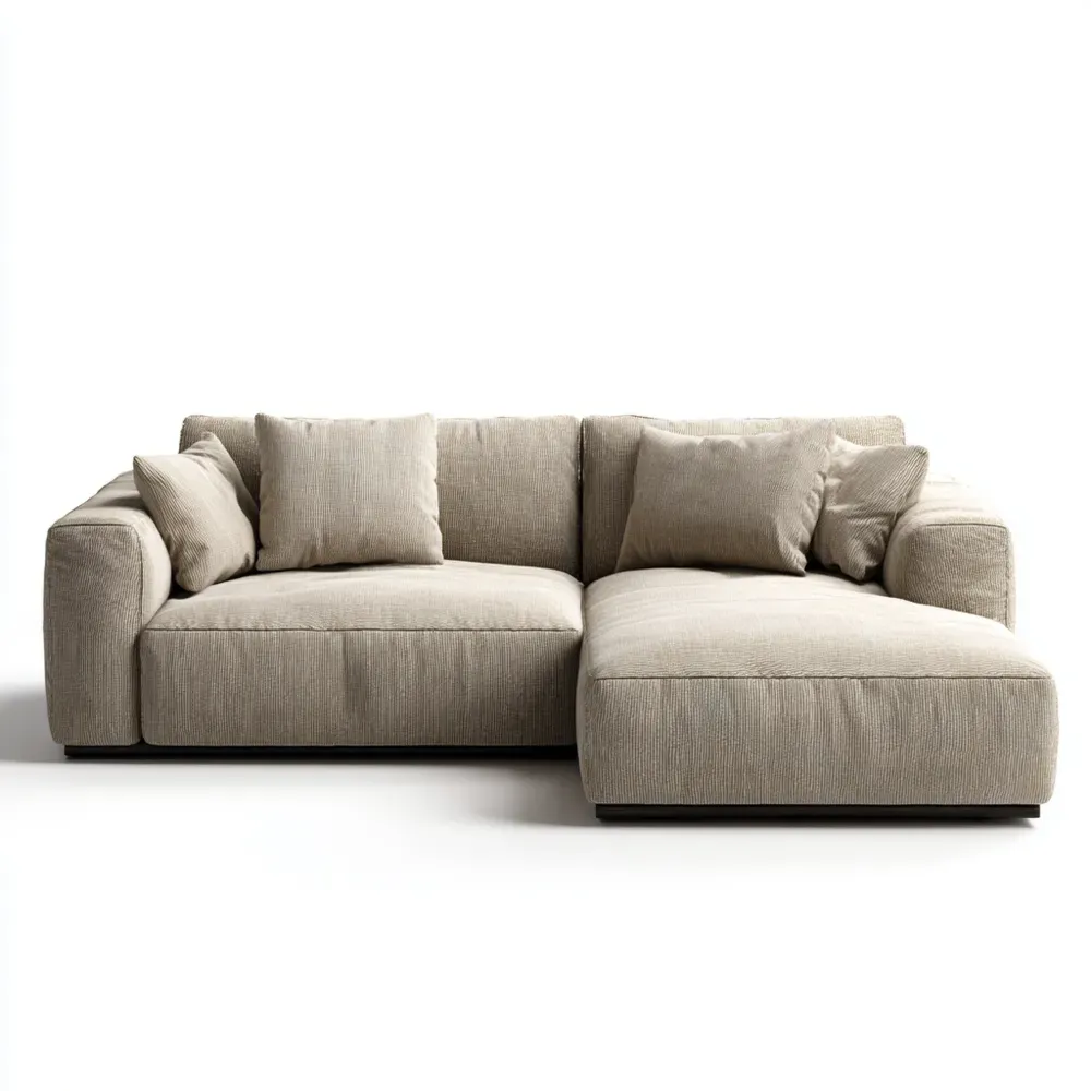 Divano angolare in tessuto 275x160x90 cm - Beige - Design moderno