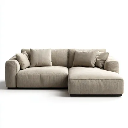 Divano angolare in tessuto 275x160x90 cm - Beige - Design moderno