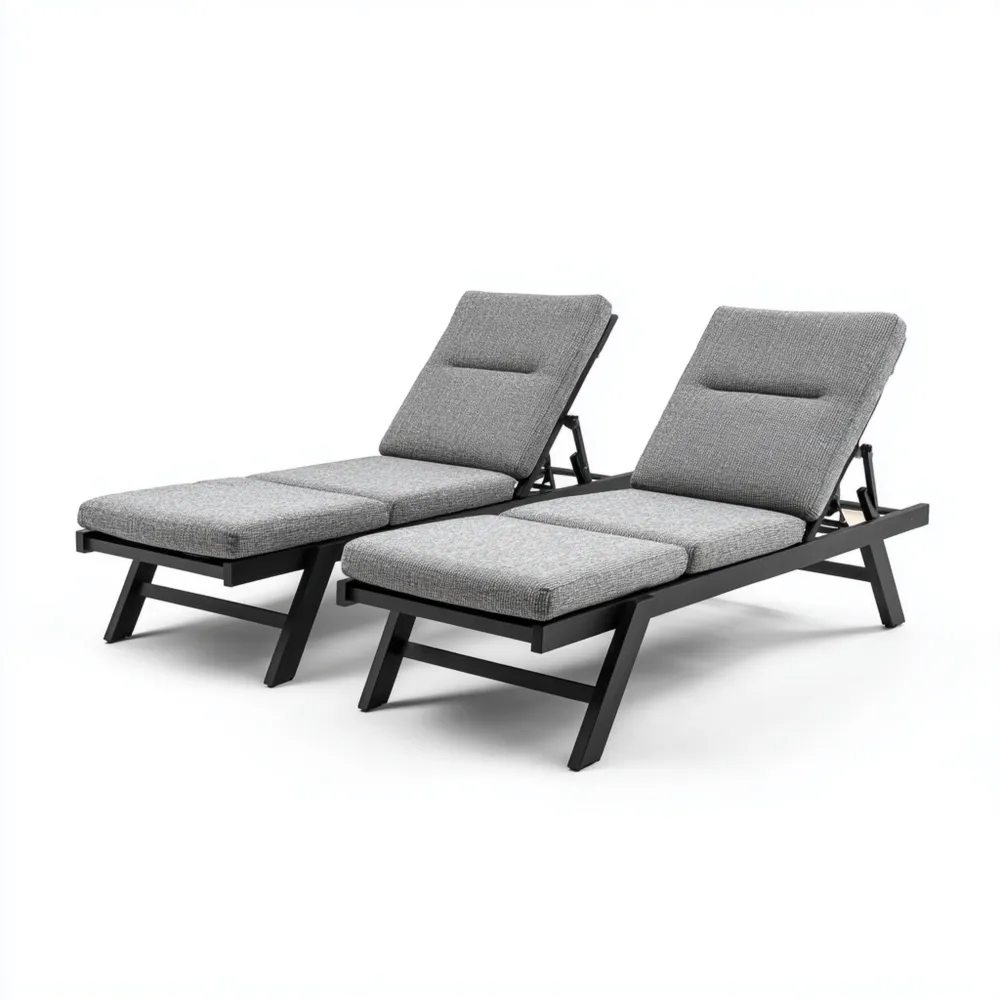 Lettino prendisole imbottito in alluminio 200x75x35 cm - Grigio - Design moderno