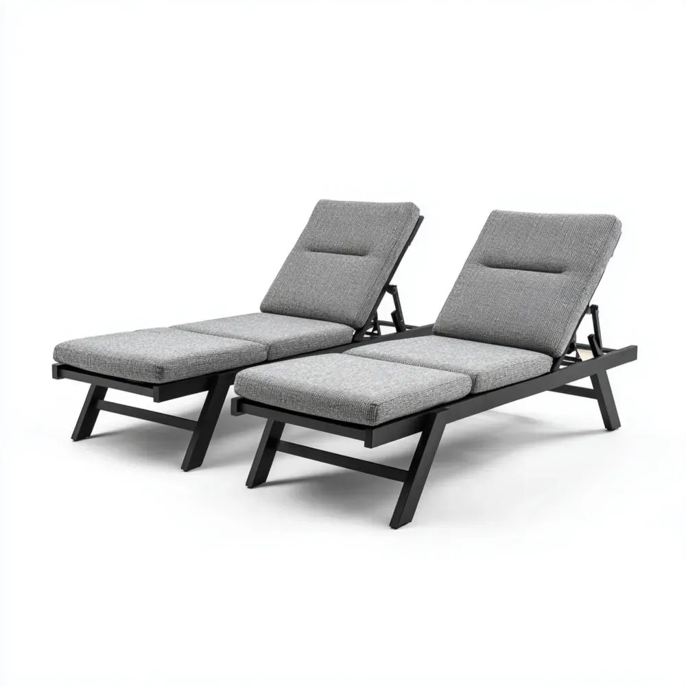 Lettino prendisole imbottito in alluminio 200x75x35 cm - Grigio - Design moderno