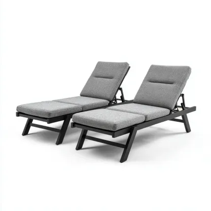 Lettino prendisole imbottito in alluminio 200x75x35 cm - Grigio - Design moderno