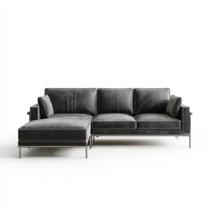 Divano angolare in pelle 270x160x80 cm - Nero - Design moderno
