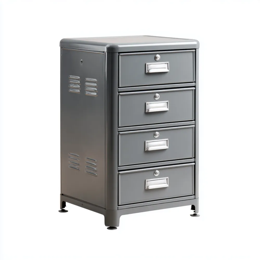 Armadio per documenti in metallo 50x40x100 cm con 4 cassetti – Grigio – Design industriale