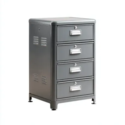 Armadio per documenti in metallo 50x40x100 cm con 4 cassetti – Grigio – Design industriale