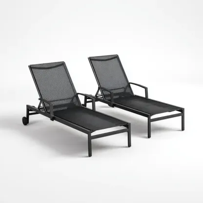 Set di lettini prendisole in metallo 200x65x35 cm – Nero – Design moderno