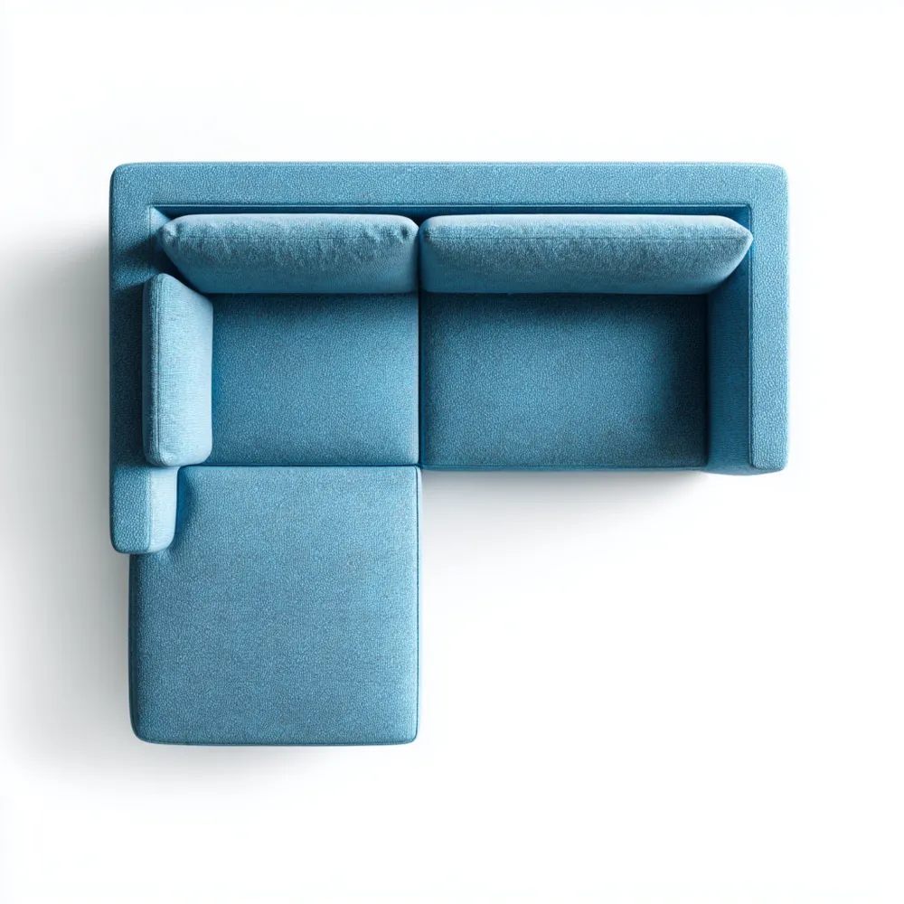Divano angolare imbottito in tessuto 200x150x85 cm - Blu - Design moderno