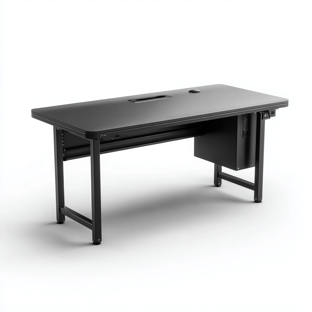 Scrivania in metallo 160x75x75 cm - nero - per ufficio - stile moderno-Roomgohaus