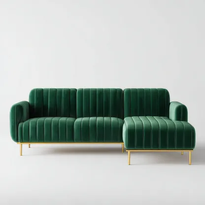 Divano angolare Velluto Metallo 260x165x90 cm - Verde - Stile moderno-Roomgohaus