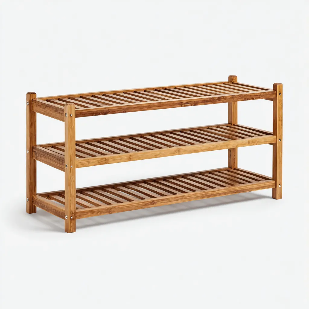 Scarpiera in bambù a 3 ripiani aperti 72x26x55 cm - legno naturale - stile minimalista-Roomgohaus