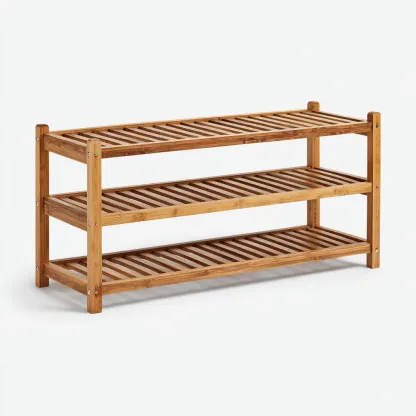 Scarpiera in bambù a 3 ripiani aperti 72x26x55 cm - legno naturale - stile minimalista-Roomgohaus