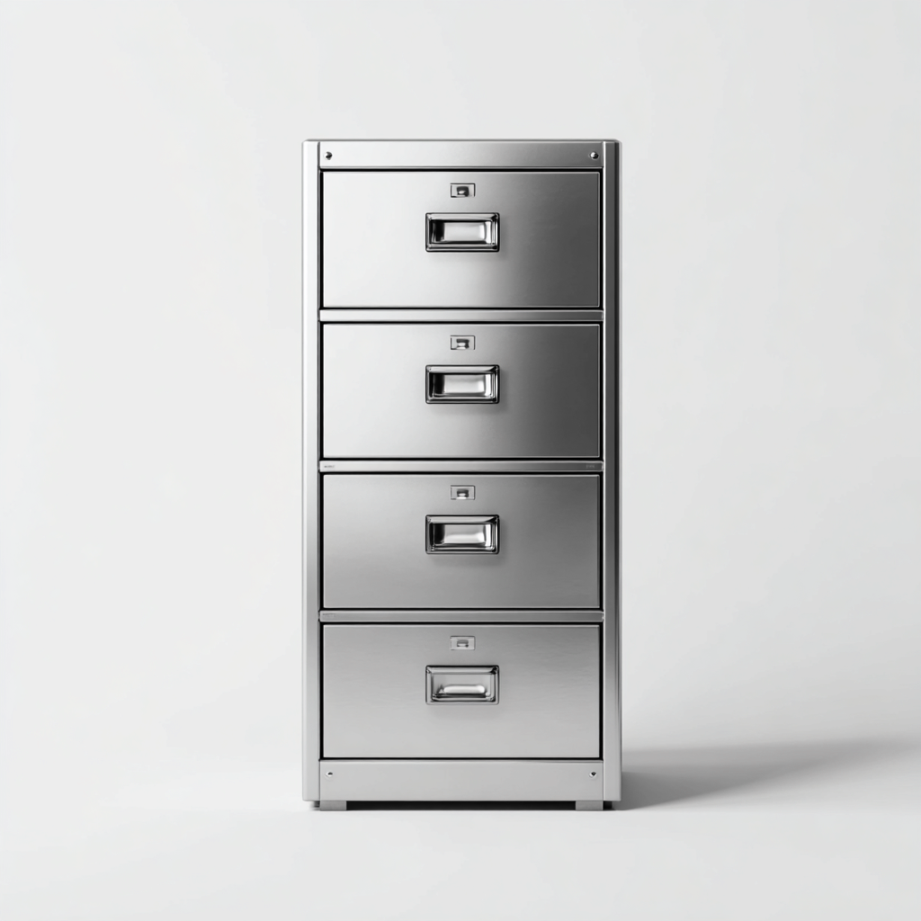 Armadio per ufficio in metallo 48x60x120 cm - argento spazzolato - con 4 cassetti - design moderno-Roomgohaus