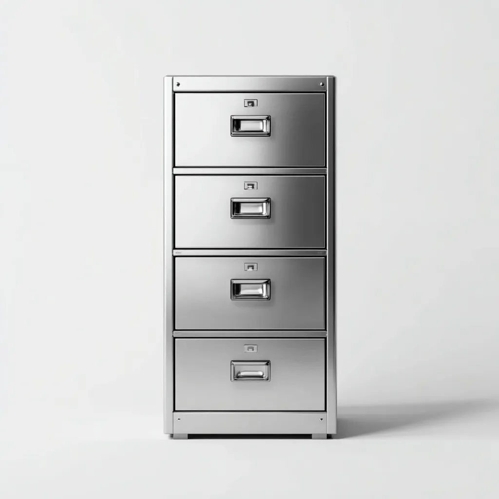Armadio per ufficio in metallo 48x60x120 cm - argento spazzolato - con 4 cassetti - design moderno-Roomgohaus