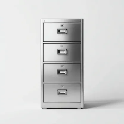 Armadio per ufficio in metallo 48x60x120 cm - argento spazzolato - con 4 cassetti - design moderno-Roomgohaus