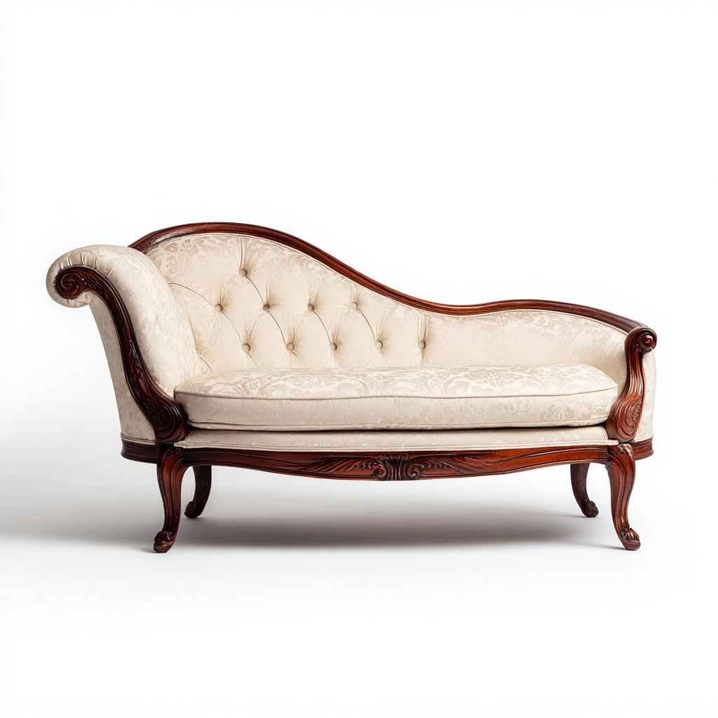 Chaise longue Tessuto Legno 195x75x90 cm - Beige-Marrone - Stile classico-Roomgohaus