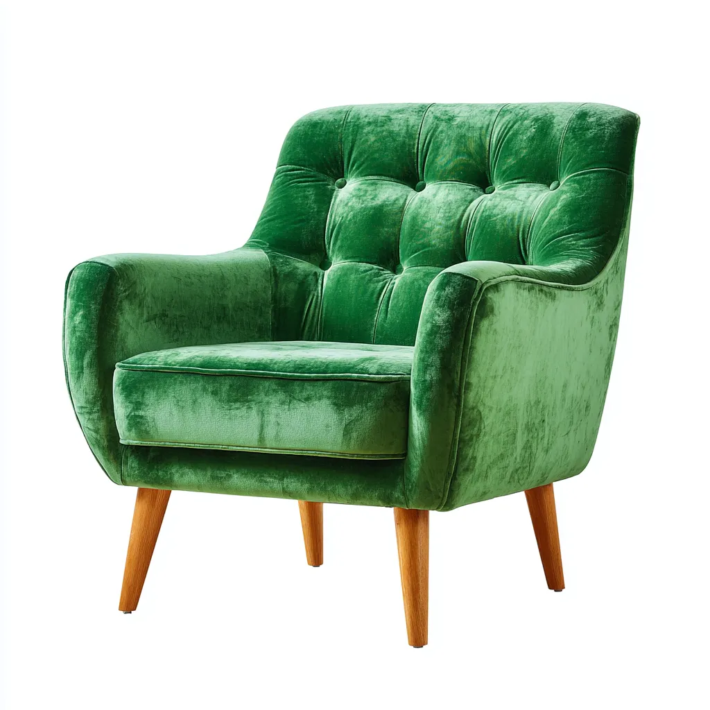 Poltrona Velluto Legno 80x75x85 cm - Verde - Design moderno-Roomgohaus