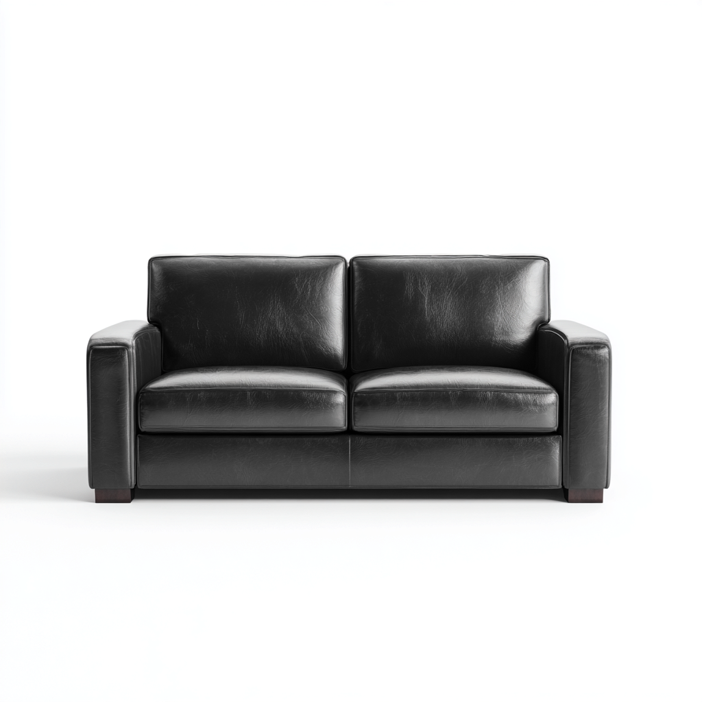 Divano lineare Pelle 160x85x80 cm - Nero - Design moderno-Roomgohaus