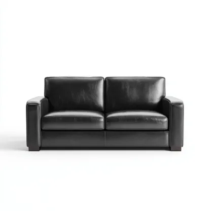 Divano lineare Pelle 160x85x80 cm - Nero - Design moderno-Roomgohaus