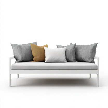 Divano letto in metallo 190x85x85 cm - bianco-grigio - design moderno per camera da letto-Roomgohaus