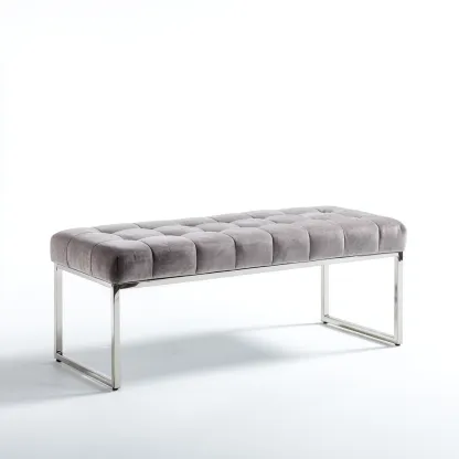 Panca da ingresso imbottita in velluto 100x40x45 cm - grigio - per corridoio - design moderno-Roomgohaus