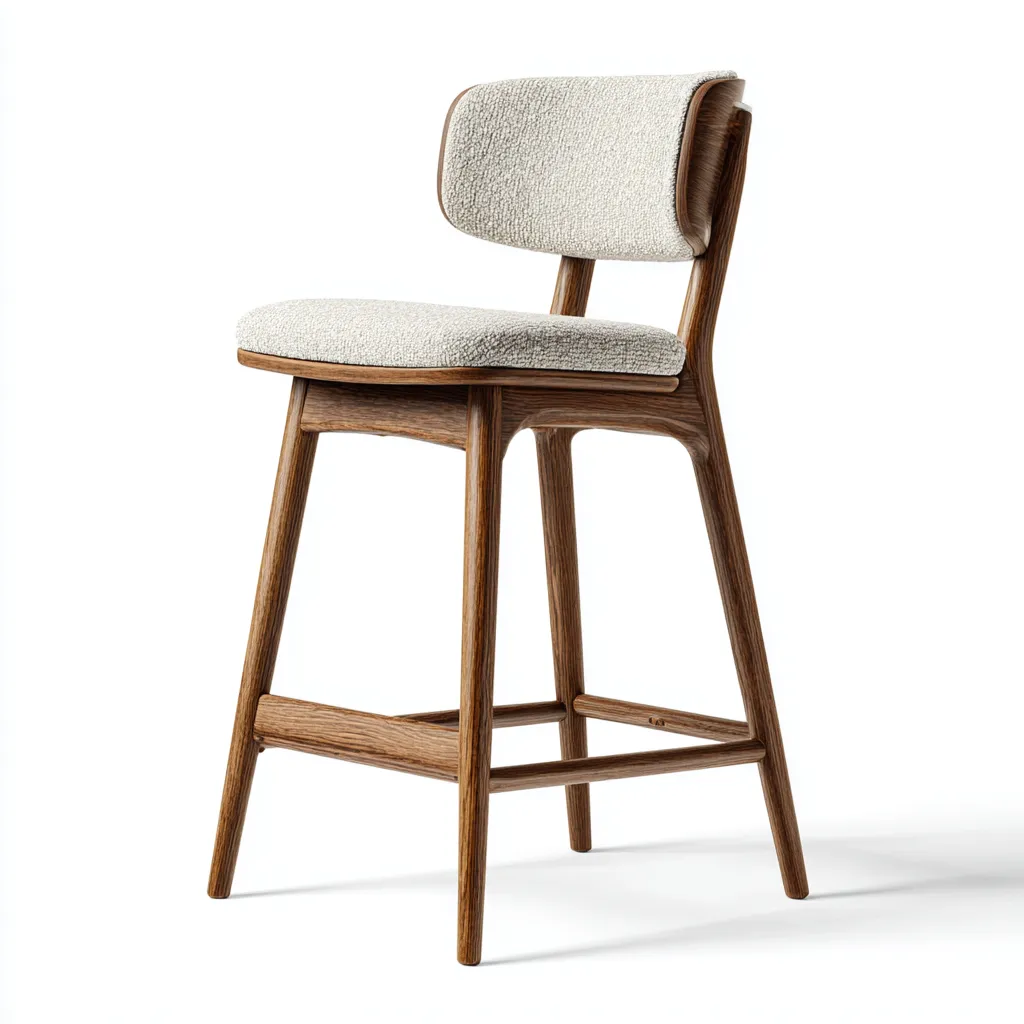 Sgabello da bar in legno e tessuto 45x50x96 cm - grigio-marrone - per cucina - stile moderno-Roomgohaus